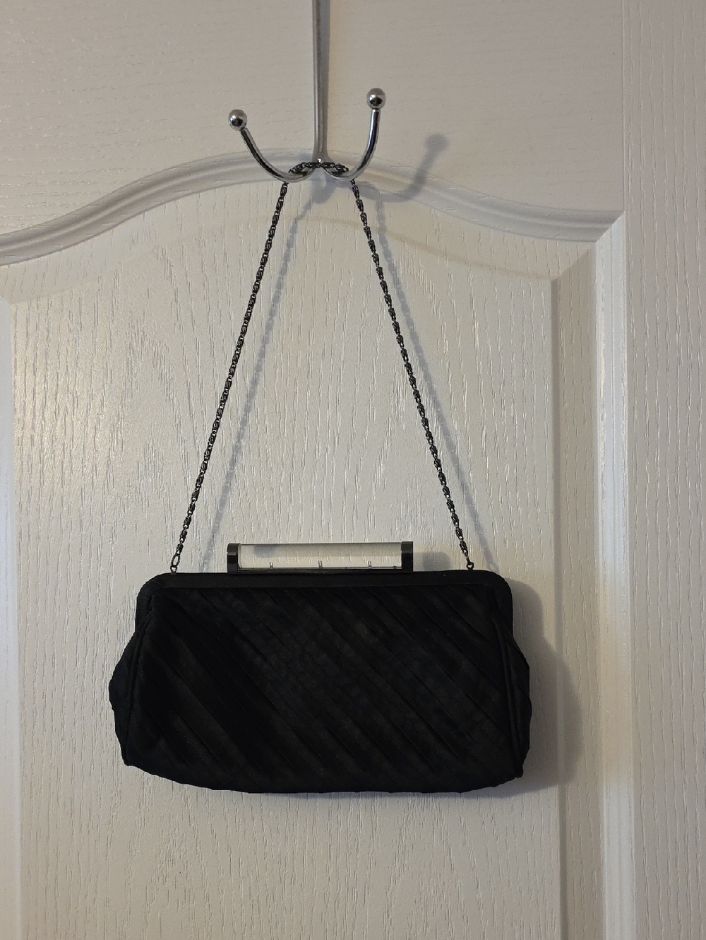 Kate Laundry Black Chain-Handle Evening Clutch